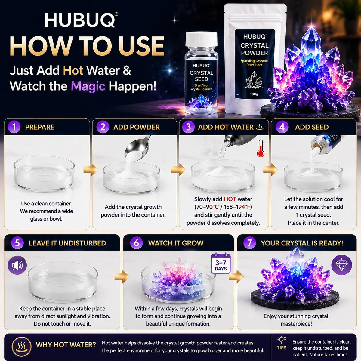 HUBUQ®🪄 Luxury Crystal Atelier – Premium Crystal Growth Powder🔮
