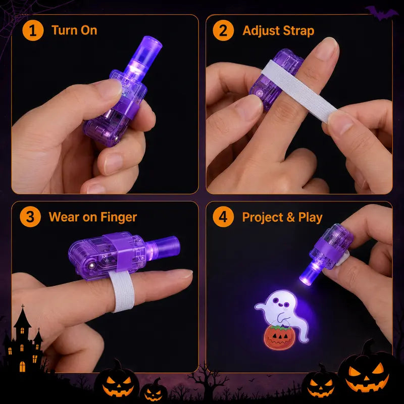 |⏰ Posledný deň! Zľava 70 %| 👻🎃 Halloweenske LED projektorové prstene na prst – Párty darčeky pre deti