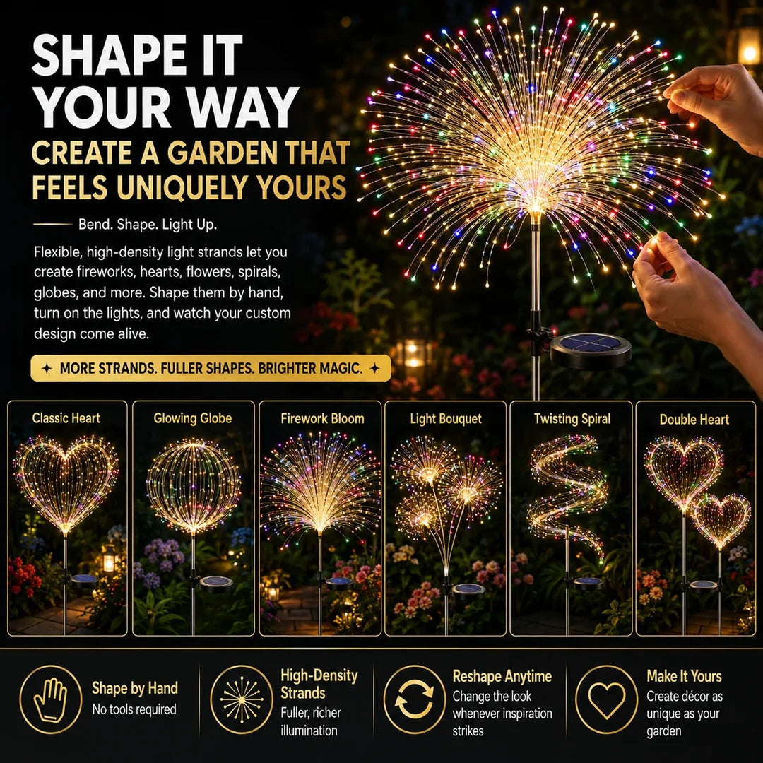 Topacme solar firework garden lights shape it your way bendable strands card