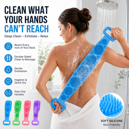 2026 NOVINKA V PREDAJI 🔥 🛁💦 Silikónový Pás na Čistenie Chrbta – Obojstranná Sprchová Kefa pre Hladkú Pokožku