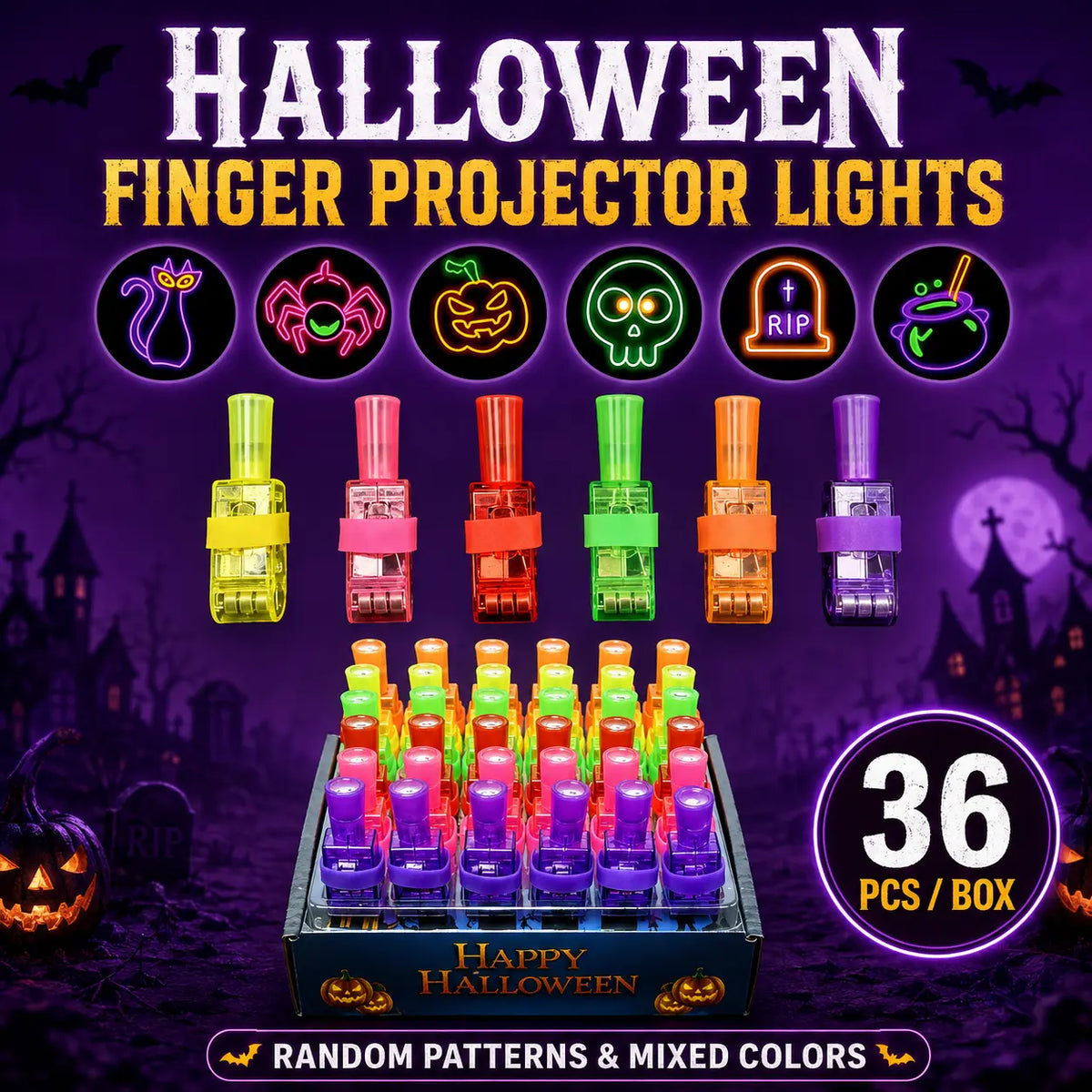 |⏰ Posledný deň! Zľava 70 %| 👻🎃 Halloweenske LED projektorové prstene na prst – Párty darčeky pre deti