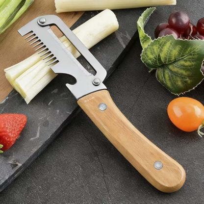2-in-1 Stainless Steel Vegetable Peeler with Wooden Handle & Bottle Opener 💖