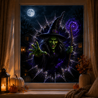 2026 Halloweenske nálepky na okno – 🎃🔥 3D efekt prasknutého skla a strašidelná dekorácia pre dokonalú halloweensku atmosféru