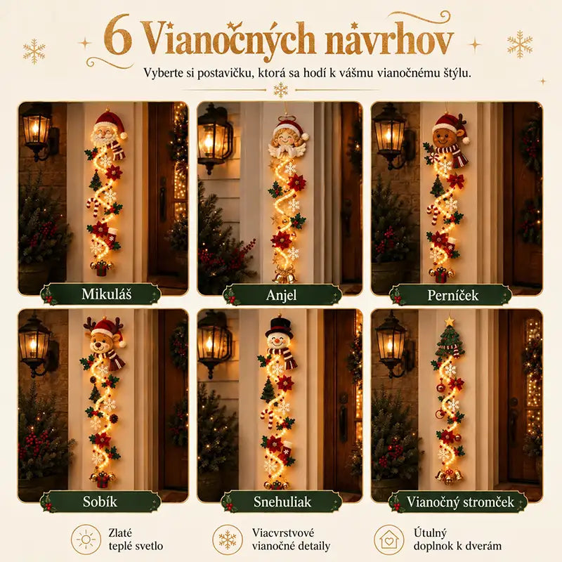 | ⏳ Posledný deň ZĽAVA 50 % – 🎄🎅 Svietiaca vianočná závesná dekorácia MerryCascade™ | 6 sviatočných svetelných motívov ✨