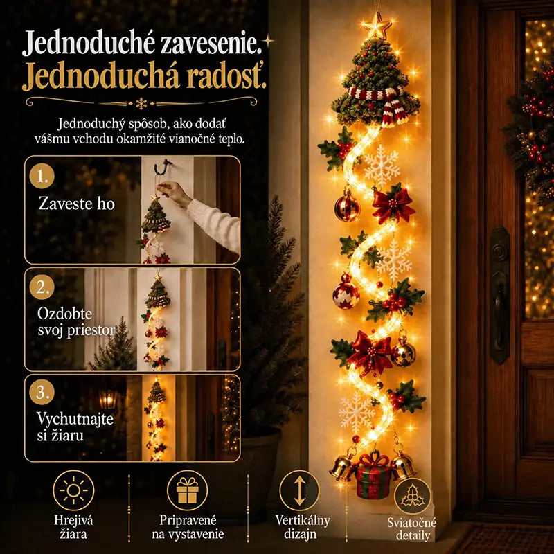| ⏳ Posledný deň ZĽAVA 50 % – 🎄🎅 Svietiaca vianočná závesná dekorácia MerryCascade™ | 6 sviatočných svetelných motívov ✨