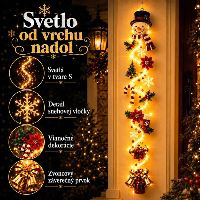 | ⏳ Posledný deň ZĽAVA 50 % – 🎄🎅 Svietiaca vianočná závesná dekorácia MerryCascade™ | 6 sviatočných svetelných motívov ✨