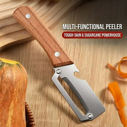 2-in-1 Stainless Steel Vegetable Peeler with Wooden Handle & Bottle Opener 💖