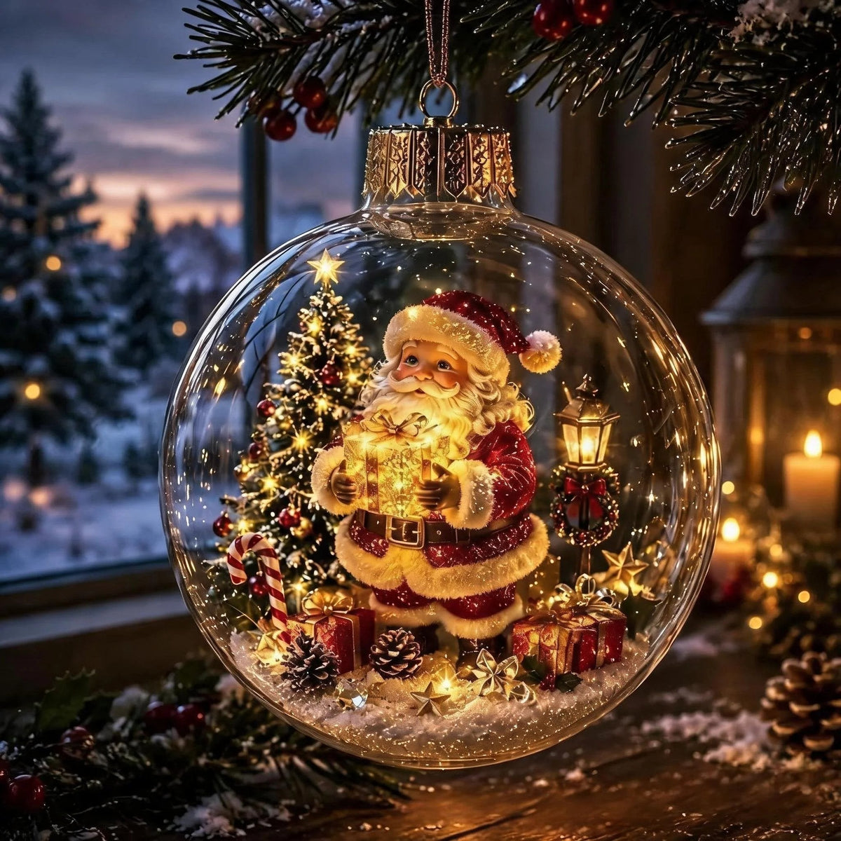 Puriejoy svietiaca vianočná diorámová ozdoba - 9