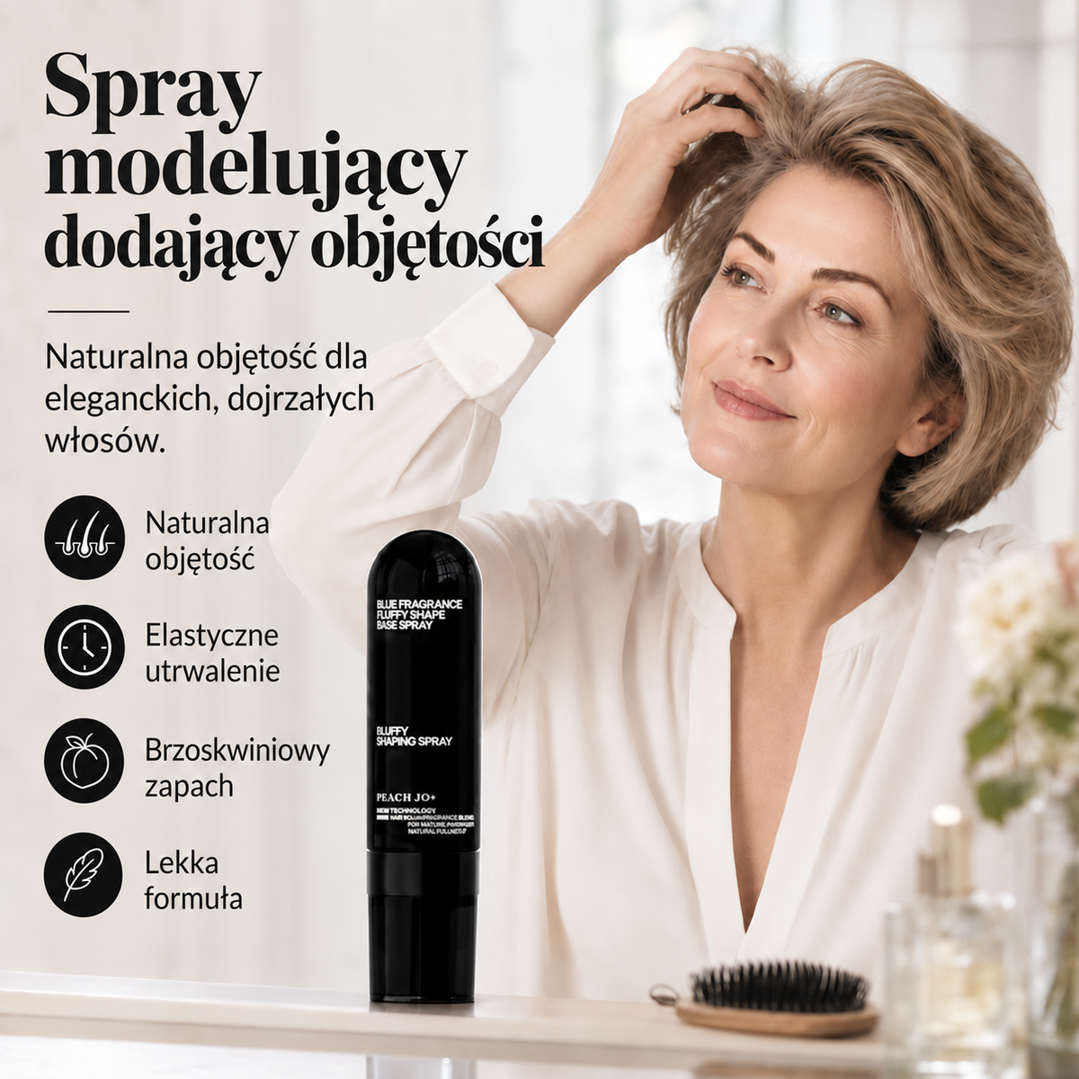 Spray modelujący dodający objętości o zapachu brzoskwini – 90 ml