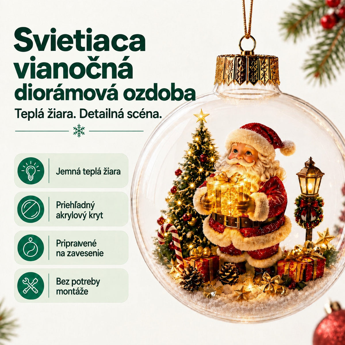 Puriejoy svietiaca vianočná diorámová ozdoba - 5