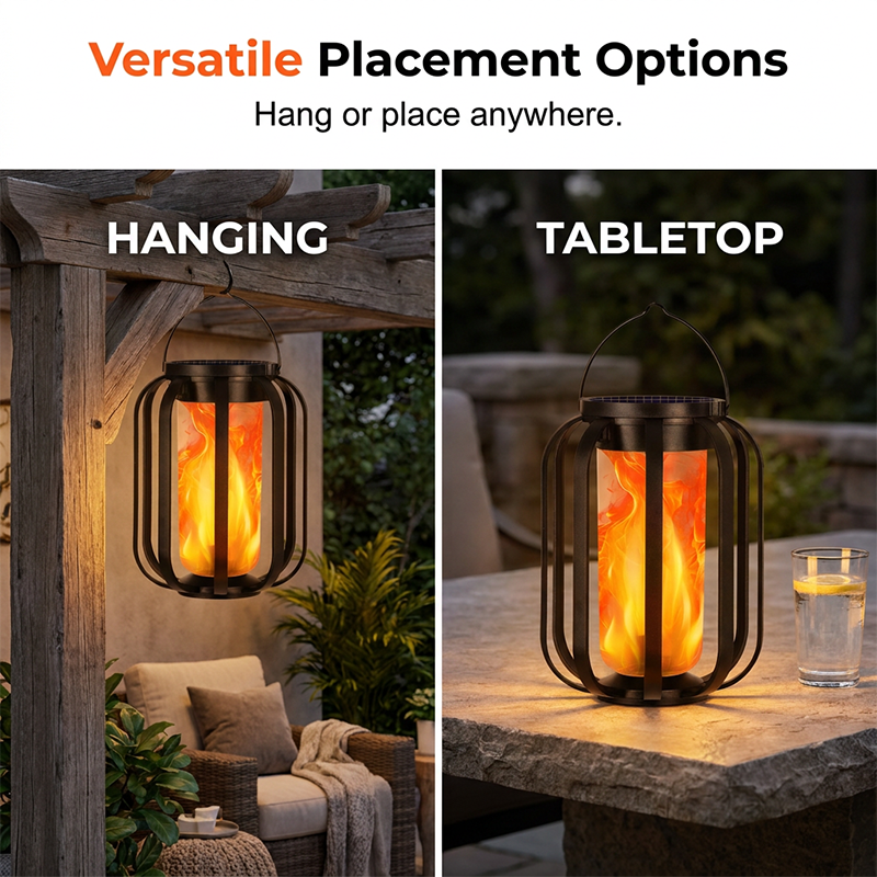 70% OFF NOW! 🔥🏮Solar Flicke ring Flame Lantern – IP65 Waterproof Auto On/Off, Realistic Warm Glow, Hanging Outdoor Solar Light for Patio Garden Pathway Decor
