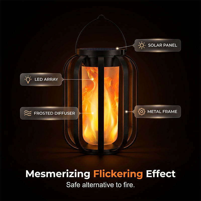 70% OFF NOW! 🔥🏮Solar Flicke ring Flame Lantern – IP65 Waterproof Auto On/Off, Realistic Warm Glow, Hanging Outdoor Solar Light for Patio Garden Pathway Decor
