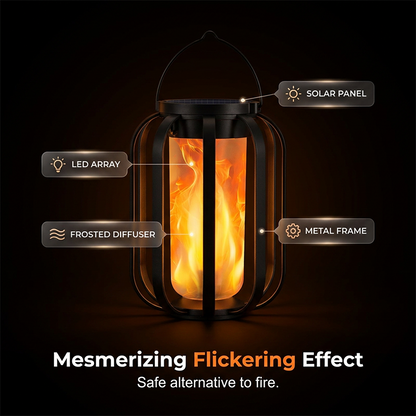 70% OFF NOW! 🔥🏮Solar Flicke ring Flame Lantern – IP65 Waterproof Auto On/Off, Realistic Warm Glow, Hanging Outdoor Solar Light for Patio Garden Pathway Decor
