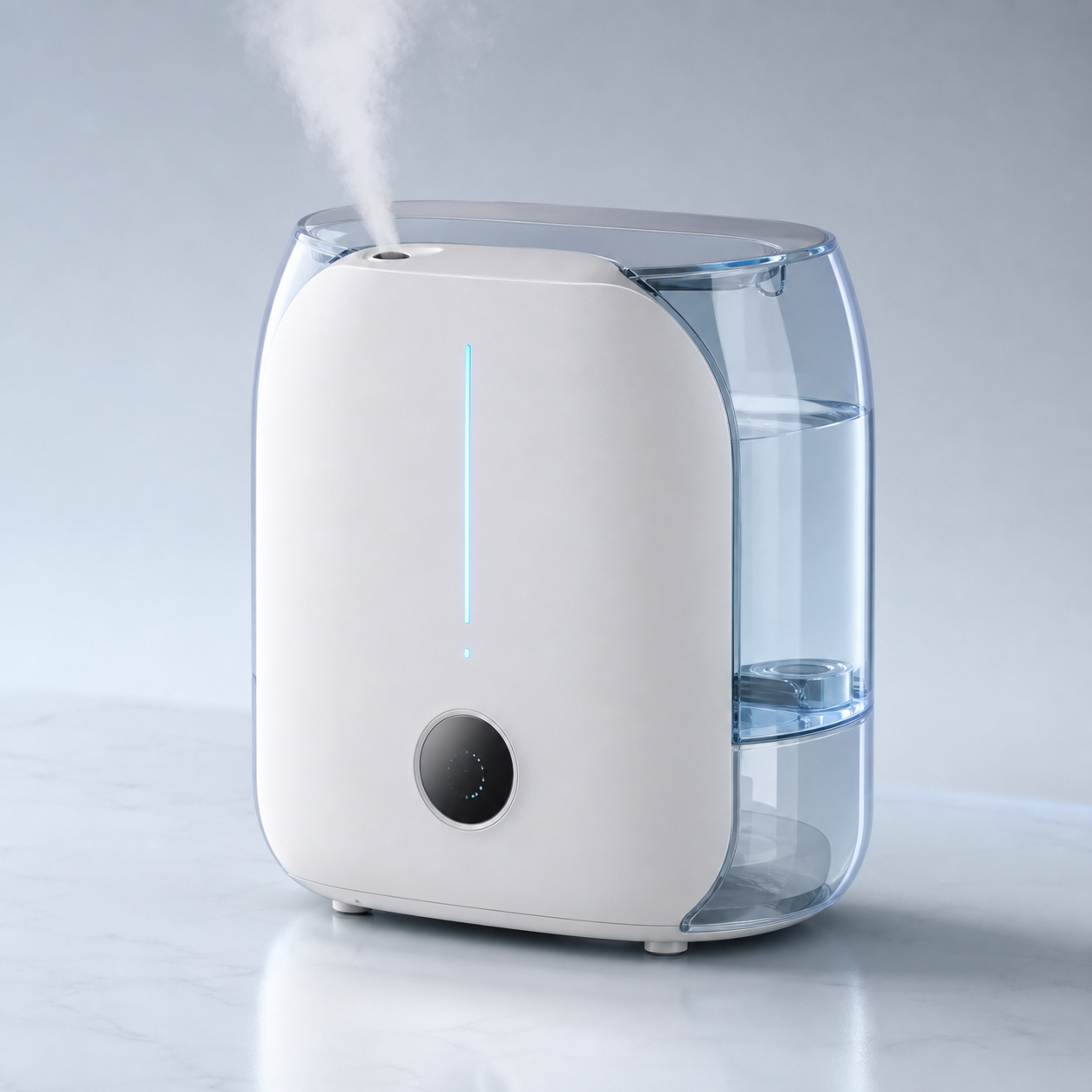 Puriejoy humidifier with modern transparent water tank design